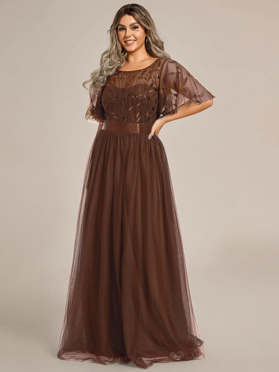 ever SAPHIR|Women's A-Line Short Sleeve Embroidery Floor Length Wedding Dresses - Image 25