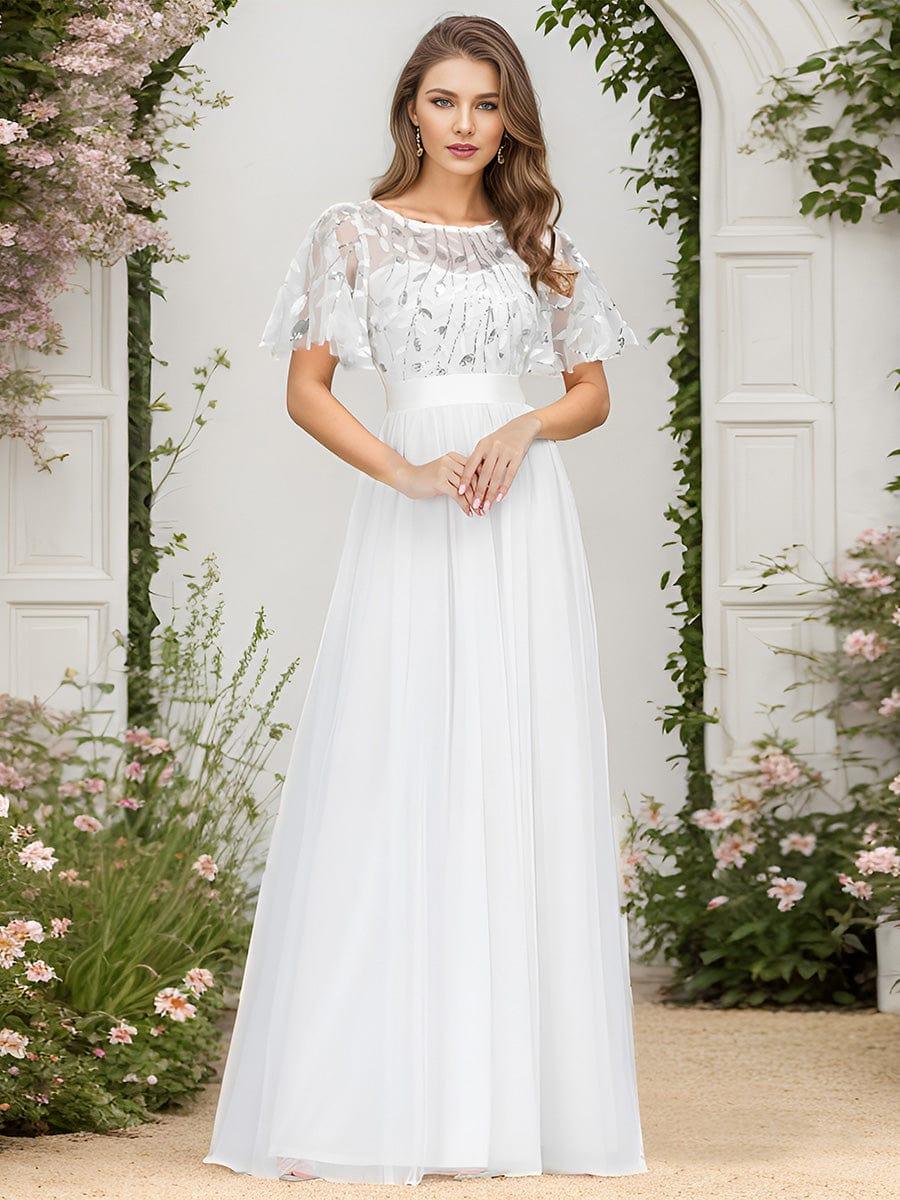 ever SAPHIR|Women's A-Line Short Sleeve Embroidery Floor Length Wedding Dresses - Image 6