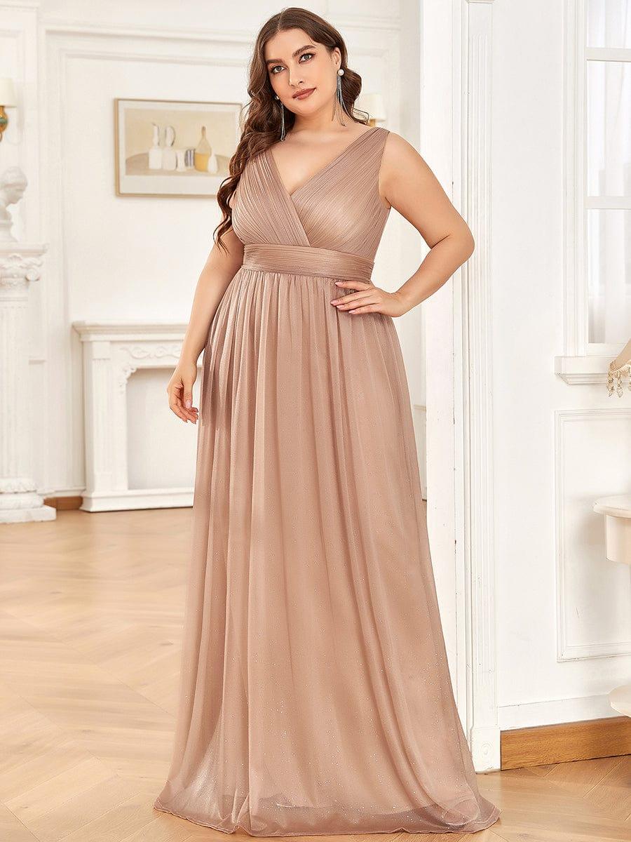 ever STERLING|Double V Neck Floor Length Sparkly Evening Dresses for Party - Image 30
