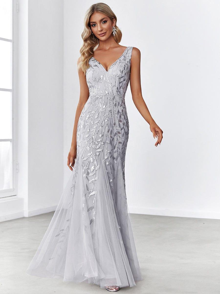 ever ORIEL|Women's Double V-Neck Fishtail Sequins Wedding Guest Dress - Image 12