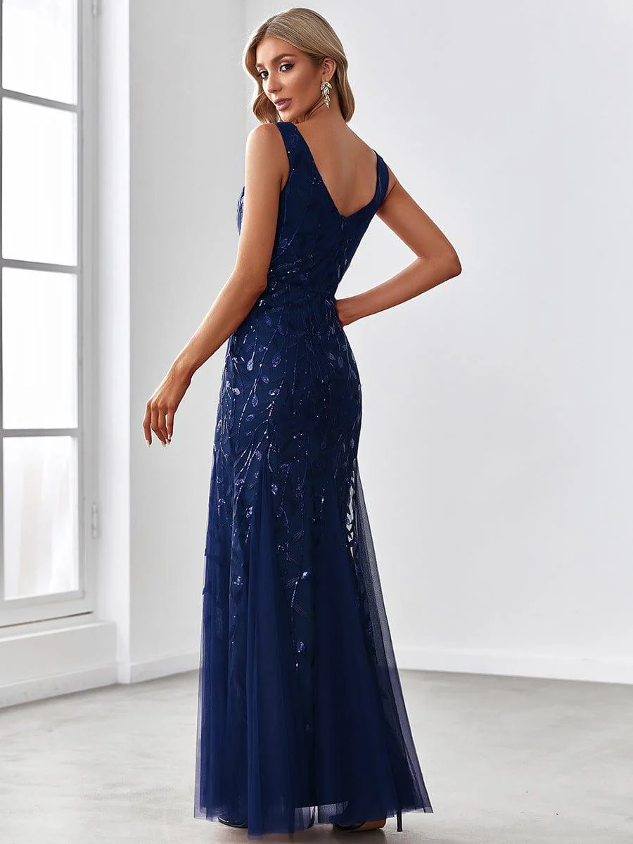 ever ORIEL|Women's Double V-Neck Fishtail Sequins Wedding Guest Dress - Image 2