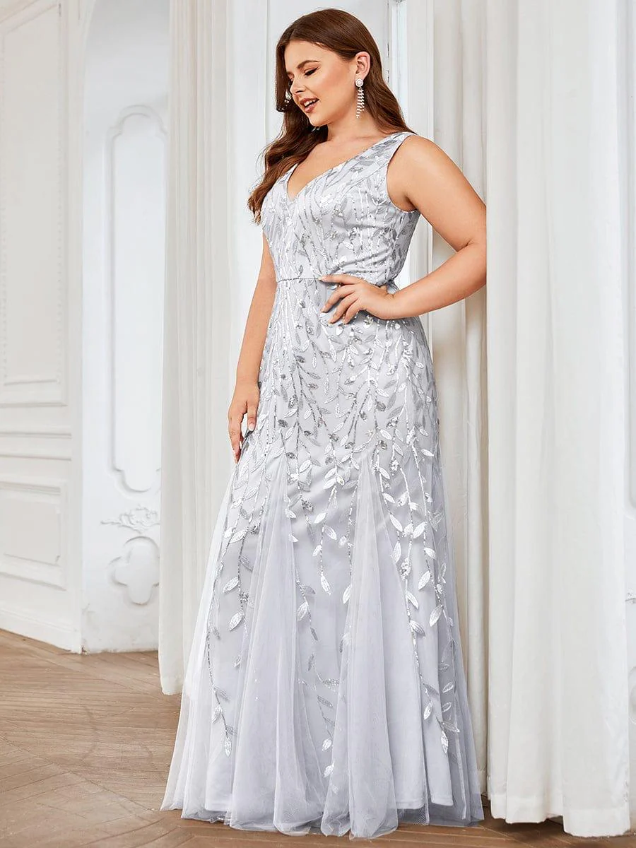 ever ORIEL|Women's Double V-Neck Fishtail Sequins Evening Dress - Image 23