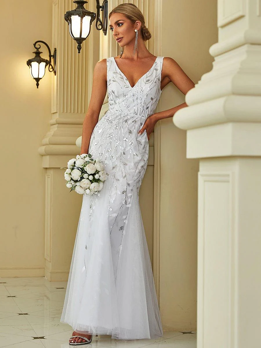 ever ORIEL|Women's Double V-Neck Fishtail Sequins Evening Dress - Image 53