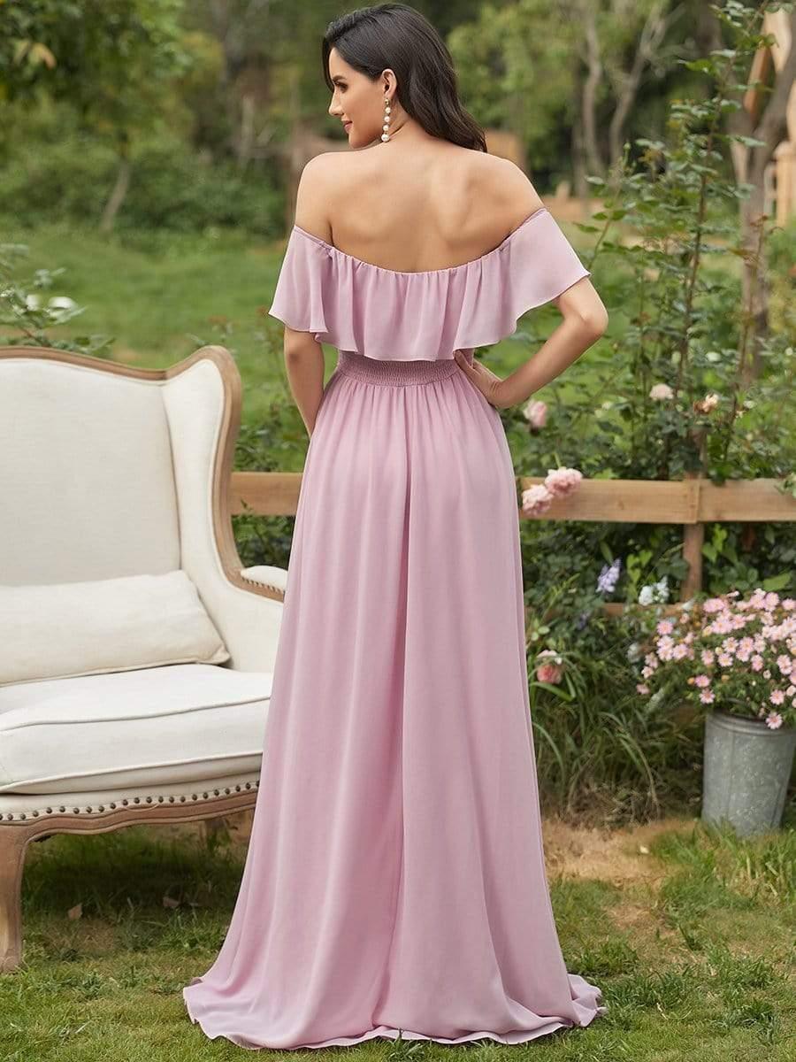 ever ¨¦MILE|Women's Off-The-Shoulder Ruffle Thigh Split Wedding Guest Dresses - Image 129