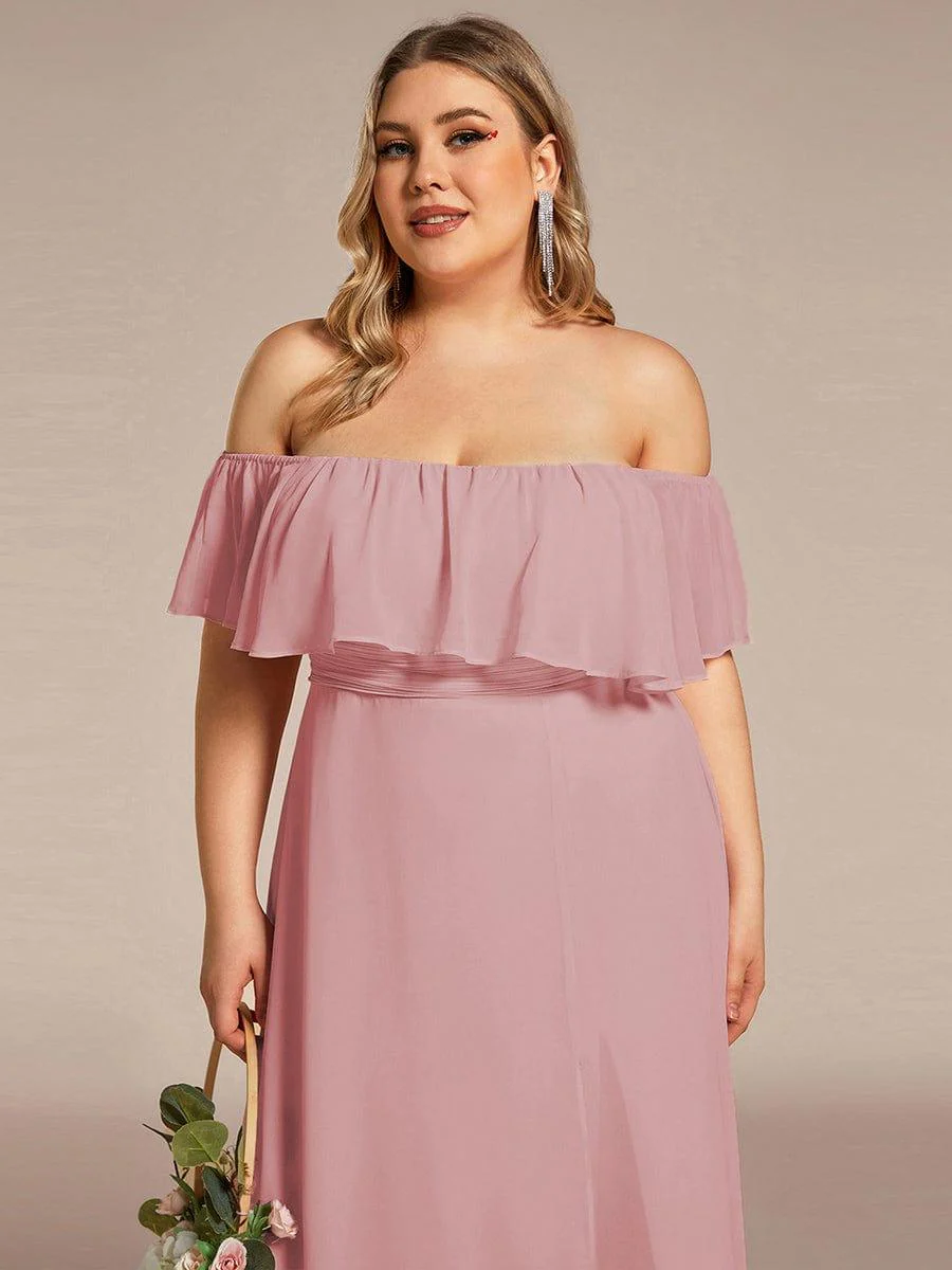 ever ¨¦MILE|Women's Off-The-Shoulder Ruffle Thigh Split Wedding Guest Dresses - Image 160