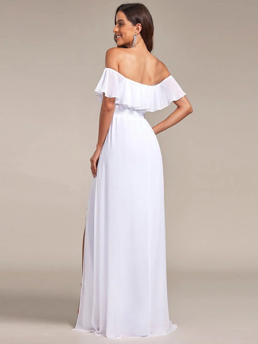 ever ¨¦MILE|Women's Off-The-Shoulder Ruffle Thigh Split Wedding Guest Dresses - Image 20
