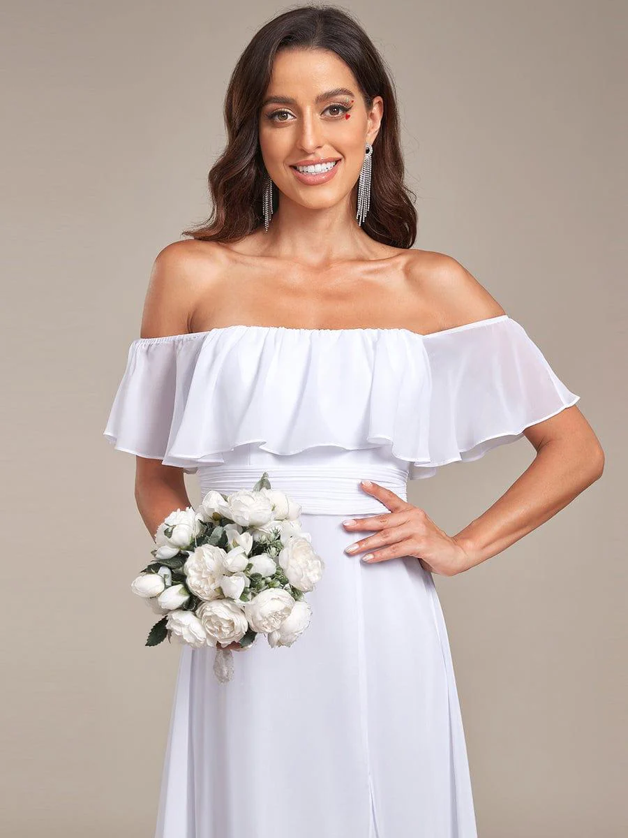 ever ¨¦MILE|Women's Off-The-Shoulder Ruffle Thigh Split Wedding Guest Dresses - Image 21