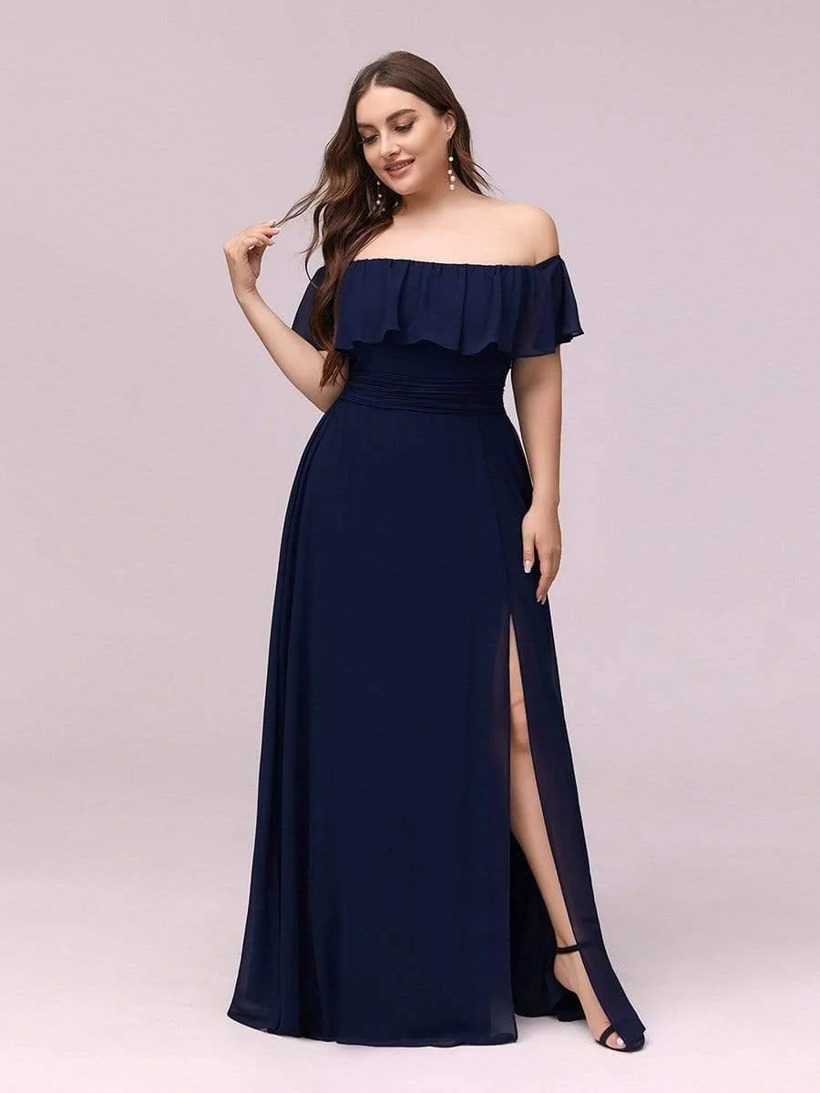 ever ¨¦MILE|Women's Off-The-Shoulder Ruffle Thigh Split Wedding Guest Dresses - Image 38