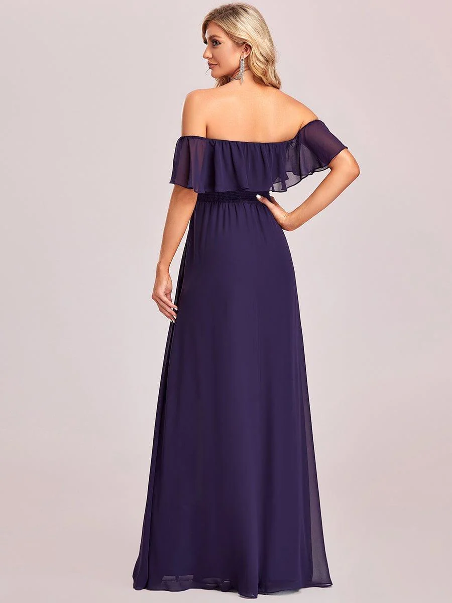 ever ¨¦MILE|Women's Off-The-Shoulder Ruffle Thigh Split Wedding Guest Dresses - Image 46