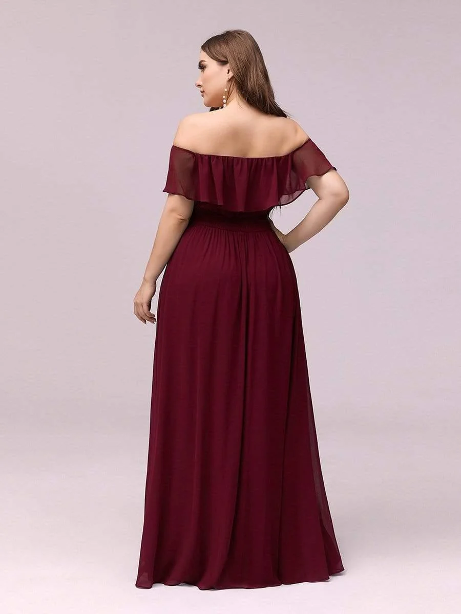 ever ¨¦MILE|Women's Off-The-Shoulder Ruffle Thigh Split Wedding Guest Dresses - Image 8