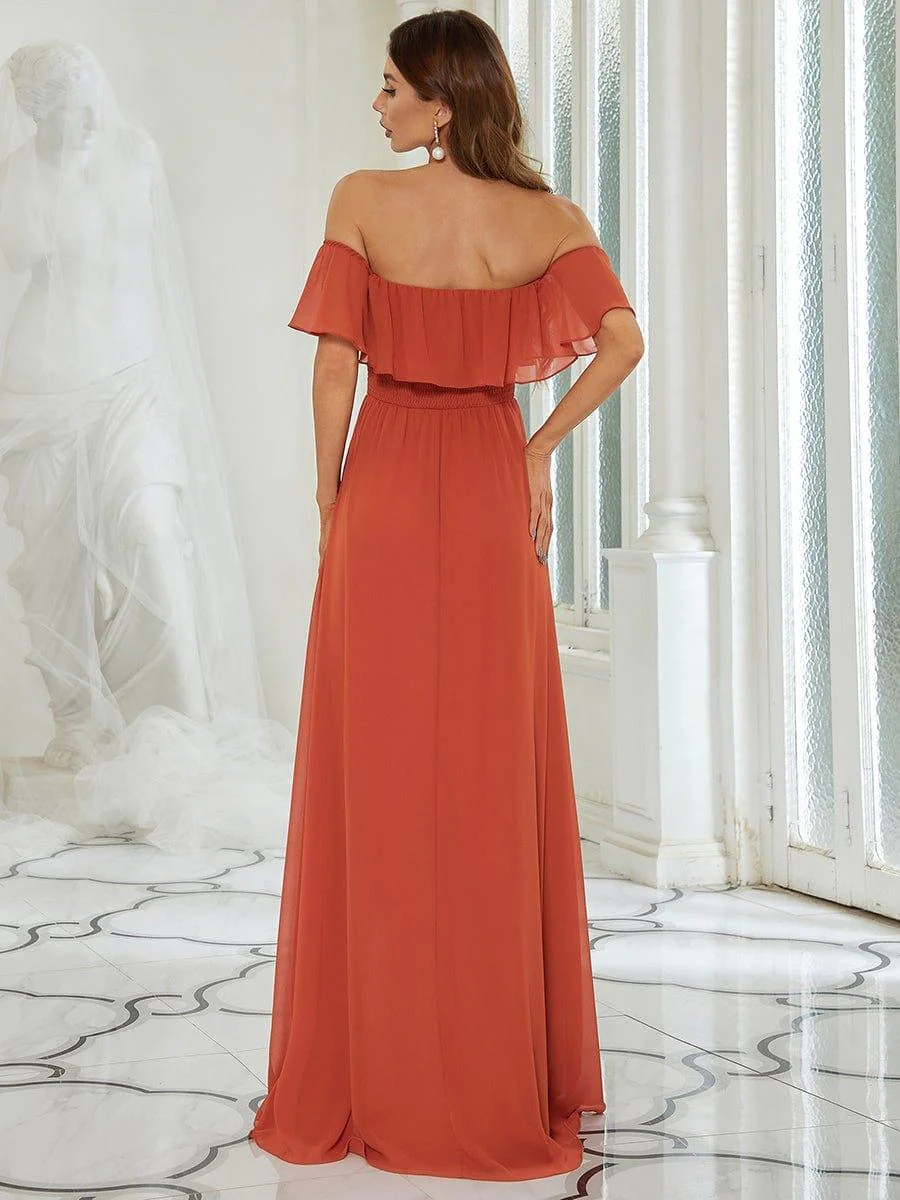 ever ¨¦MILE|Women's Off-The-Shoulder Ruffle Thigh Split Wedding Guest Dresses - Image 83