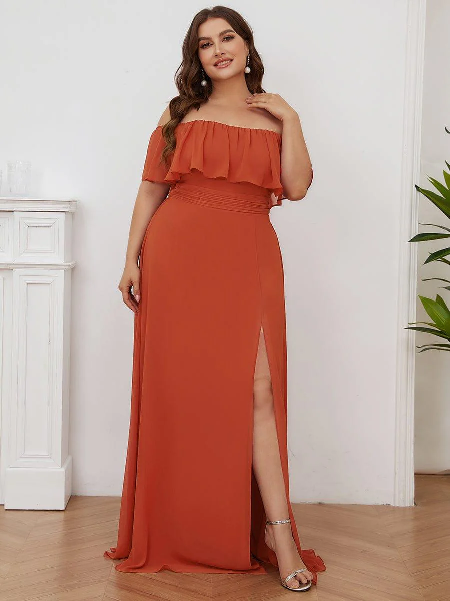 ever ¨¦MILE|Women's Off-The-Shoulder Ruffle Thigh Split Wedding Guest Dresses - Image 87